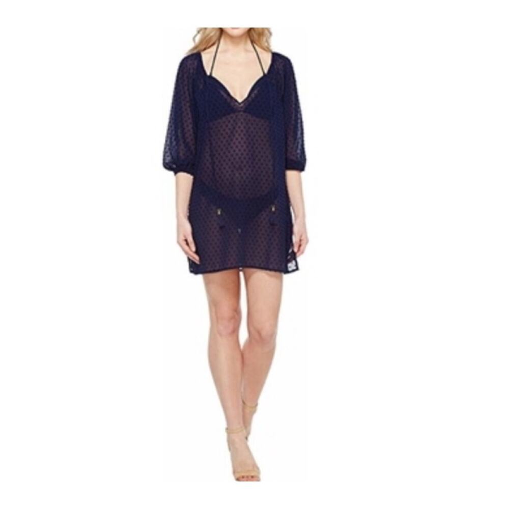 Tommy Bahama Dobby Split Neck Tunic Swim Cover-up Small